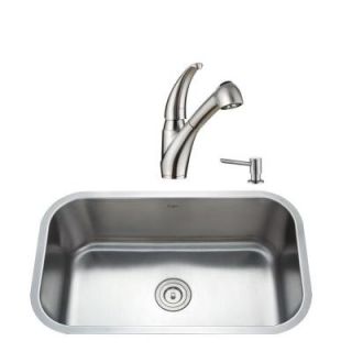 KRAUS All in One Undermount Stainless Steel 31.5 in. Single Bowl Kitchen Sink with Kitchen Faucet KBU14 KPF2110 SD20