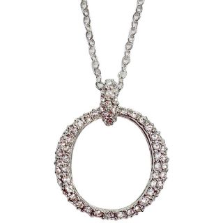 Silvertone Oh So Solitary Crystal Circle Pendant Necklace