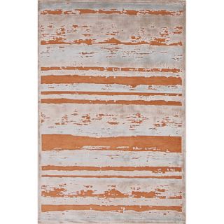 Machine Made Stripe Pattern Orange/ Brown Area Rug (76 x 96