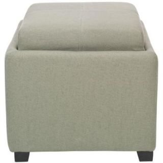 Safavieh Harrison Sea Mist Birchwood Linen Single Tray Ottoman HUD8233M