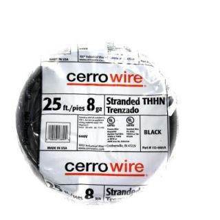 Cerrowire 25 ft. 8 Gauge Black Stranded THHN Wire 112 4001A