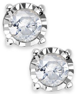 Diamond 4 Prong Illusion Stud Earrings in Sterling Silver (1/3 ct. t.w