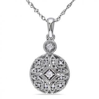 14K White Gold White Diamond Accented Fashion Pendant with 17" Chain   7641470