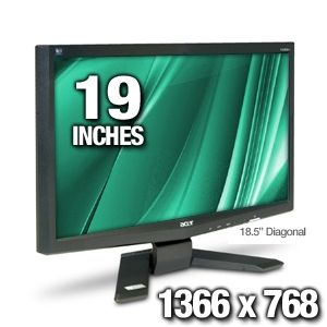 Acer X183H b 19 Widescreen LCD Monitor   1366x768, WXGA, 10,000:1 Contrast Ratio, 5ms, VGA