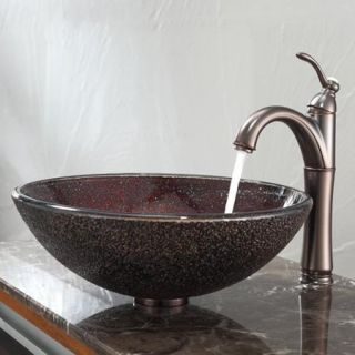 Kraus C GV 570 12mm 1005ORB Callisto Glass Vessel Sink and Riviera Faucet   Oil Rubbed Bronze