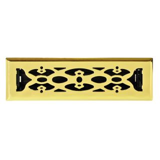 Accord Victorian Polished Brass Steel Floor Register (Rough Opening: 10 in x 2 in; Actual: 11.42 in x 3.6 in)