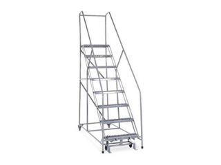 Rolling Ladder, Assembled, Handrail, Platform 80 In H
