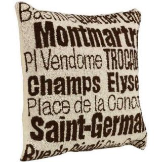 Home Decorators Collection City Hand Hooked 18 in. W Ivory/Brown Paris Pillow 0381620140