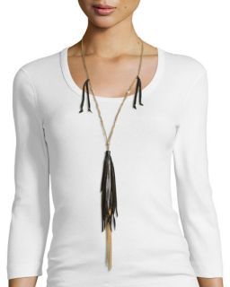 Johnny Was Collection Long Necklace W/ Tassels, Black