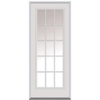 Milliken Millwork 32 in. x 80 in. Classic Clear Glass 15 Lite Primed White Steel Replacement Prehung Front Door Z000908L