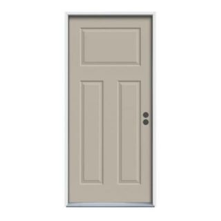 JELD WEN 36 in. x 80 in. Craftsman 3 Panel Painted Premium Steel Prehung Front Door with Brickmould N11496
