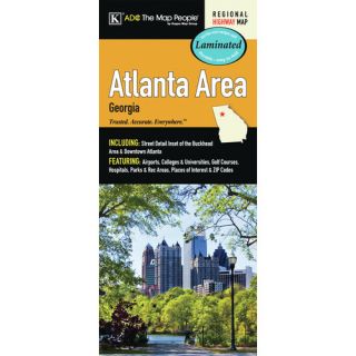 Atlanta Georgia Area Laminated Map