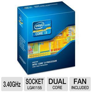 Intel BX80637I33240 Core i3 3240 Processor   Dual Core, 3MB L3 Cache, 3.40GHz, Socket H2 (LGA1155), 55W, 650 1050 MHz, Fan