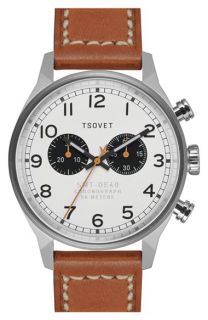 TSOVET SVT DE40 Chronograph Leather Strap Watch, 40mm