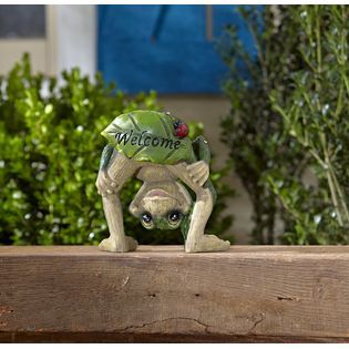 Bent Over Frog Welcome Statue   Outdoor Living   Outdoor Decor   Lawn