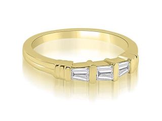 0.25 cttw. 3 Stone Bar Set Baguette Diamond Wedding Ring in 14K Yellow Gold (SI2, H I)