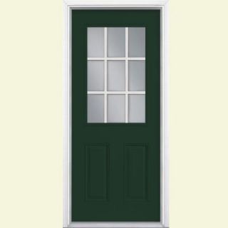 Masonite 36 in. x 80 in. 9 Lite Painted Steel Prehung Front Door with Brickmold 38168