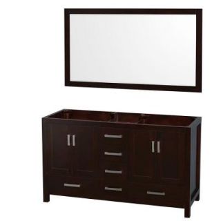 Wyndham Collection Sheffield 59 in. Double Vanity Cabinet with 58 in. Mirror in Espresso WCS141460DESCXSXXM58