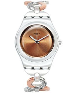 Swatch Womens Swiss Charm Two Tone PVD Stainless Steel Bracelet Watch