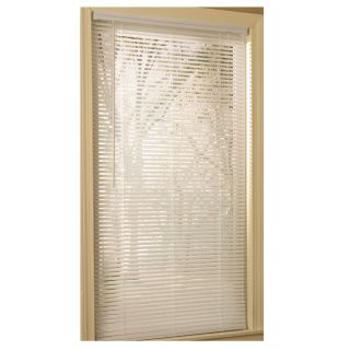 Project Source 1 in White Vinyl Light Filtering Mini Blinds (Common 59 in; Actual: 58.5 in x 64 in)