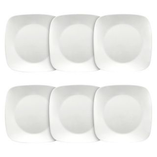 Corelle 6 Piece Pure White Square Lunch Plate Set (8.75)