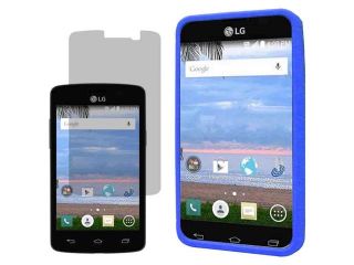 Rugged Silicone Gel Skin Cover Case For LG Sunrise L15G LG Lucky L16C x LCD Film