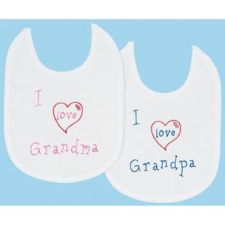 Stamped White Bibs 7 1/2X10 2/Pkg Grandpa & Grandma   Home   Crafts