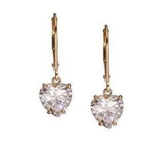 Diamonique 3.50 ct tw Heart Lever Back Earrings , 14K Gold —