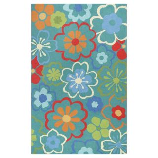KAS Rugs Flirty Trends Blue Rectangular Indoor Hand Hooked Coastal Throw Rug (Common: 2 x 3; Actual: 20 in W x 30 in L x 0 ft Dia)