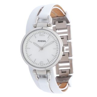 Fossil Womens ES3246 Georgia White Leather Strap Watch   15562053