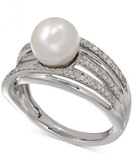 Freshwater Pearl (8mm) and Diamond (1/4 ct. t.w.) Ring in Sterling
