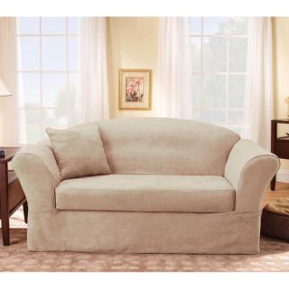 Sure Fit Suede Supreme Taupe Sofa Slipcover   Shopping   Big