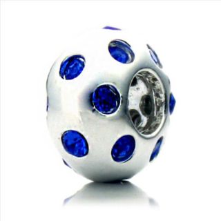 Silverplated Blue Crystal Disco Night Pacific Bead   15339564