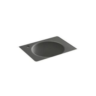 KOHLER Tandem 27 1/2 in. x 22 in. Cast Iron Undermount Utility Sink with Single Faucet Hole on the Left in Thunder Grey K 6654 1LU 58