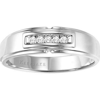 Keepsake Men's Brave Diamond Accent 10kt White Gold Wedding Band