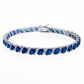 Glitzy Rocks Sterling Silver 13 1/8ct TGW Created Sapphire Bracelet