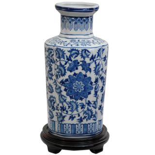Porcelain 12 inch High Blue and White Floral Vase (China)