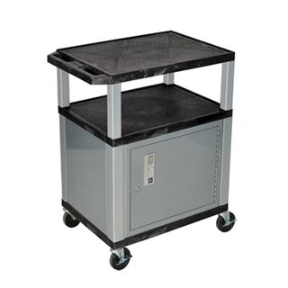 Offex Grey Tuffy Cabinet 34 inch Black Utility Storage Cart