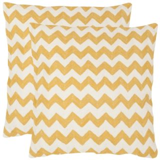 Safavieh Striped Telea Mustard 18 inch Square Throw Pillows (Set of 2