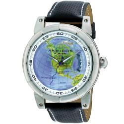 Akribos XXIV Mens Automatic Globe Strap Watch   Shopping