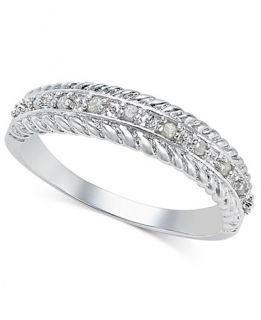 Diamond Textured Band (1/10 ct. t.w.) in Sterling Silver   Rings
