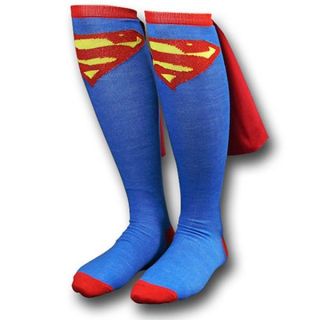 Superman Knee High Caped Socks with Cape