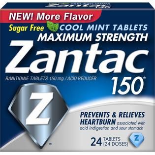 Zantac 150 Acid Reducer, Maximum Strength, Cool Mint Tablets, 24