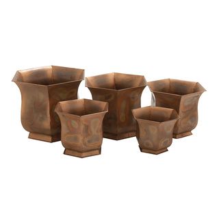 Metal 12 inch Riveted Planters (Set of 2)   13816564  