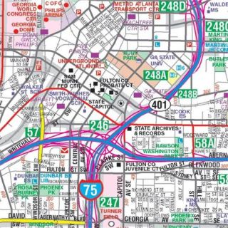Universal Map 762557788 Atlanta GA Metro Wall Map 2nd Edition Railed