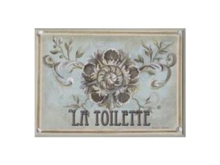 Stupell Industries WRP 906 La Toilette Green Tan Floral Scroll Rect Wall Plaque
