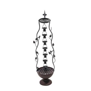 Iron 7 Hanging Cup Tier Layered Floor Fountain