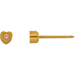 Home Ear Piercing Kit with 24kt Gold Plated Stainless Steel Heart with Crystal Earring