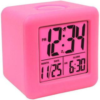 Equity Cube LCD Alarm Clock, Pink