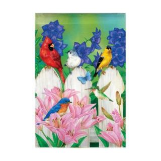 Evergreen Enterprises 18 in. x 12 1/2 in. Birds Fence Garden Flag Z141277A